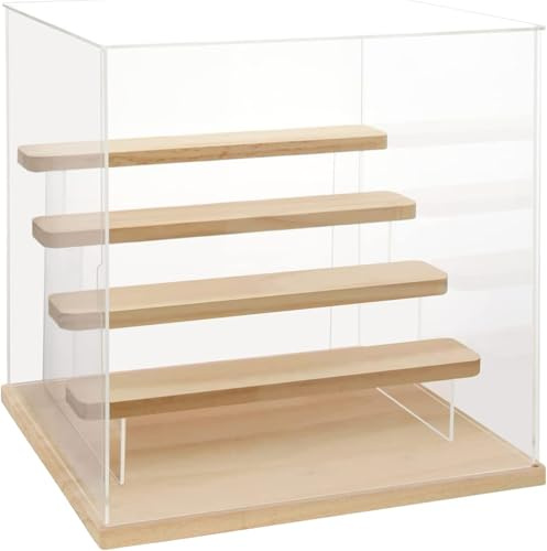 DuvinDD Vitrine Acrylique à 5 Niveaux Petite Vitrine pour Collection Vitrine Figurine pour Pop Vitrine Voiture Miniature Rangement Parfum (Grain de Bois, 30 x 28 x 30,2 cm)
