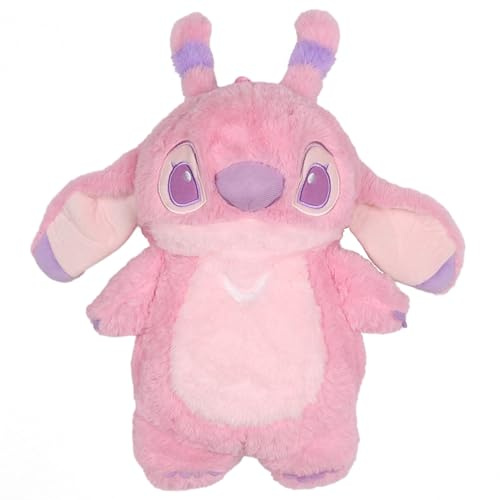 DISNEY Stitch ANGEL Bolsa de agua caliente de goma con funda SUAVE, GRANDE Calentador en funda PARA AGUA, Mascota 750 ml (Angel)