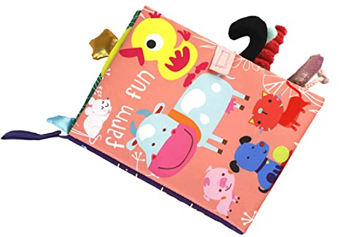 Wakects Libro di Stoffa Morbida, Colori Vivaci Motivo Vivido, Libro di Stoffa Frusciante per Neonati e Bambini Piccoli, Design con Carta Sonora per L'educazione Precoce