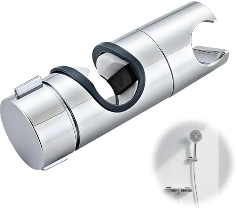 Support de Douche Universel Réglable pour Pommeau, Douchétte 360° Rotatif, Fixation Sur Barre de Douche 19-22 mm, ABS Chrome Résistant et Durable, Installation Facile et Sans Outils