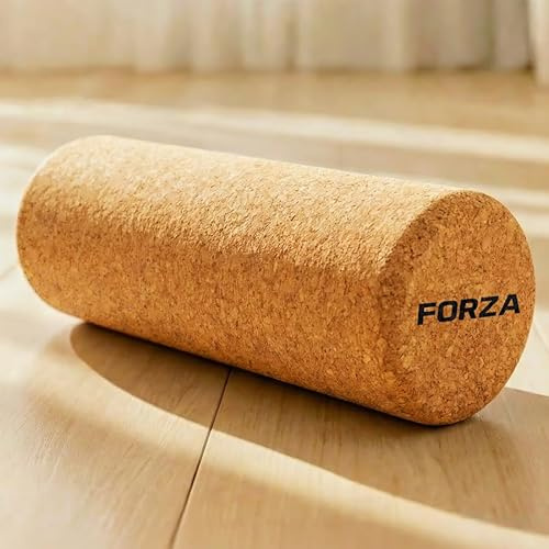 FORZA Rouleau en liège naturel pour yoga, pilates et récupération musculaire - Rouleau de mobilité texturé durable pour étirements, équilibre et relâchement myofascial - 30 cm