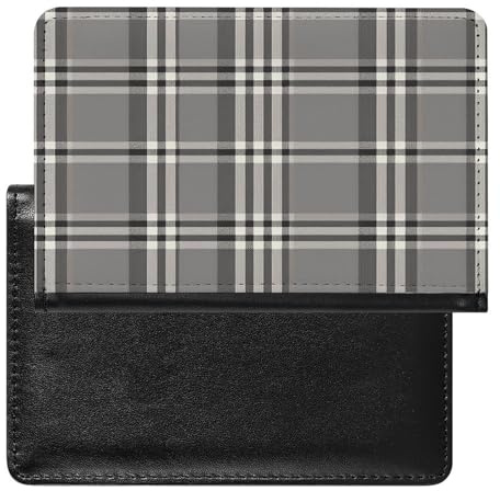 Grigio Plaid Lines Porta Passaporto Della Copertura Del Raccoglitore Della Copertura Del Raccoglitore Dell'unità di elaborazione In Pelle Passaporto