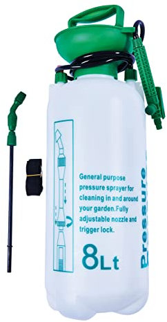 Amtech - Pressure Sprayer for Watering Plants, Spraying Weed Killer, Fertiliser, and More, Easy to Use with Shoulder Strap and Spray Lance, Trigger Lock for Continuous Flow, Home DIY (8 Litres)