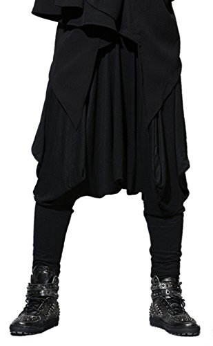 ELLAZHU Herren Winter Baggy Elastisch Taille Haremshose Einheitsgröße GYM22 A, Schwarz, Einheitsgröße
