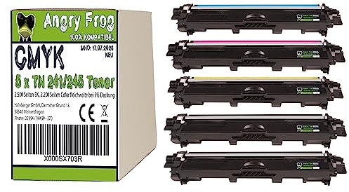 5X AngryFrog Toner Kompatibel für Brother TN-241/TN-245/für Brother 9142CDN, HL 3150cdw, HL 3170cdw TN-241BK 245C TN 245 M TN 245Y Schwarz, 2.500 Seiten schwarz und 2.200 Seiten