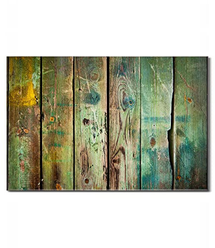 banjado Glas Magnettafel 60x40cm / Magnetwand Glas/Magnetpinnwand als Memoboard Glas/Pinnwand Magnettafel Küche, Büro, Kinderzimmer inkl. 4 Magnete & Montageset - Grünes Holz