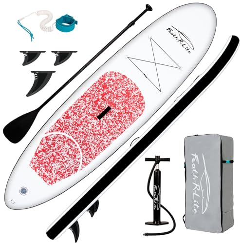 FunWater Tabla Sup Hinchable con Juego Completo de Accesorios: Remo Ajustable, Bomba, Mochila, Leash y Aletas, Apta para Todos los Niveles
