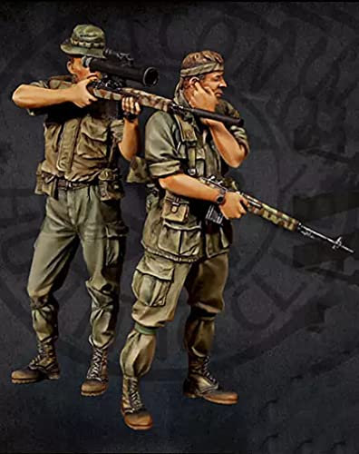 Risjc 1:35 Vietnamkrieg US Soldat Scharfschützen Team Resin Soldat Modell (2 Personen) unbemalt unmontiert Miniaturmodellbausatz/R09374