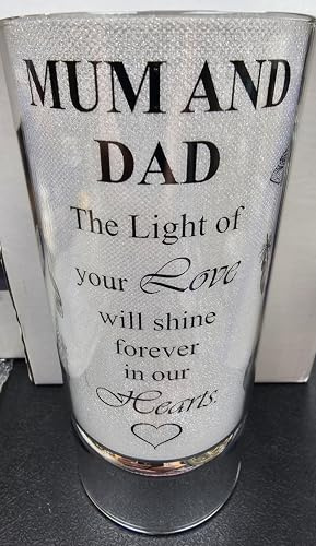 Mum and Dad Thoughts of You Memorial Tube Light 20cm Glass Light Tube 3AA Batteries NOT Included