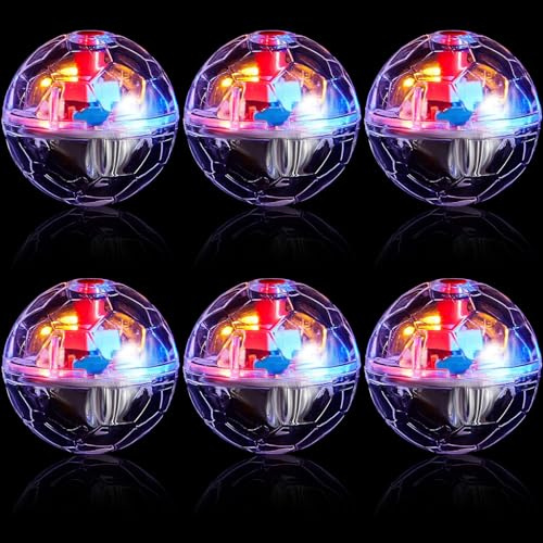 Sratte 6 Pcs Ghost Hunting Cat Ball Activated Cat Toy Motion LED Light Pet Balls Motion Dog Interactive Pet Toys Glowing Mini Running Exercise Supplies for Animals Activity (Clear)