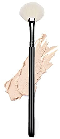 Ksvsonrvi Highlighter Brush Fan Brush for Face Highlighting, Buffing and Blending With Powder Cream, Blusher Highlighter Applicator Makeup Tool