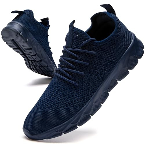 JUEQIBAA Baskets Hommes Chaussures De Course sur Route Sneaker Gym Athlétique Respirant Sports De Plein Jogging Léger Confortable Casual Chaussures De Marche Homme Bleu 46