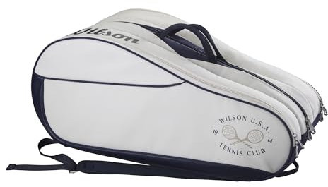 WILSON 1914 Heritage Tennis-Rucksack, für bis zu 2 Schläger, cremefarben/Dunkles Marineblau