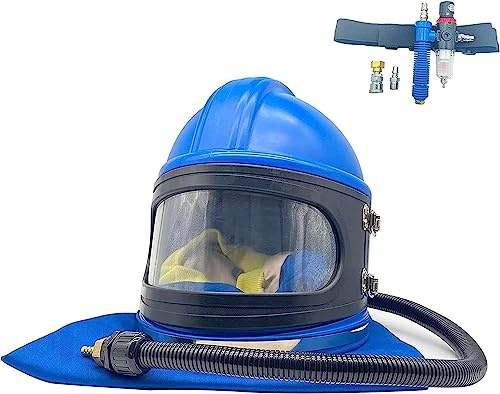 DXYHCYLL Sandblast Helmet Safe Air Feed Sandblast Helmet with Shoulder Protective Sand Blast Hood Protector for Sandblasting Equipped with A Sandblaster Thermostat for Women Men Universal Size