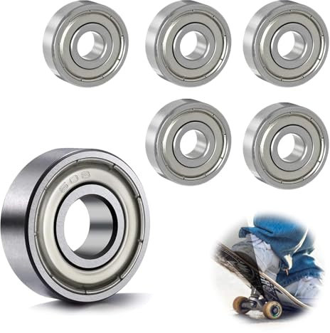 MagiSel 6 Stück 608 ZZ Kugellager, 8x22x7mm, Metall Double Shielded Miniatur Rillenkugellager, Kohlenstoffstahl, für Skateboard, Roller, Inline Skates