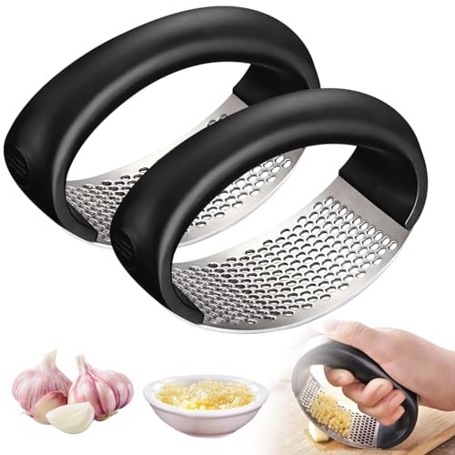 2 Pezzo Spremiaglio a Bilanciere Pressa Per Aglio In Acciaio Inox Schiaccia Aglio Professionnel Spremiaglio In Acciaio Inox Garlic Press Adatta Per Schiacciare e Sbucciare.