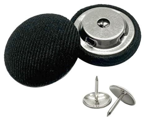 10Set Cloth Covered with Metal Buttons,17mm Cloth Covered Hat Top Button Replacement,Sewing Fabric Cloth Covered Buttons for Hats Jeans Blouse(Black)