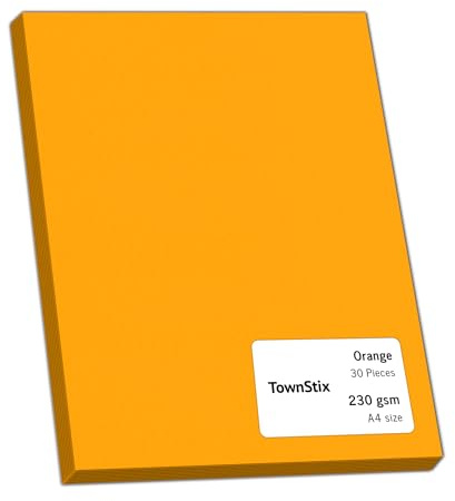 30 Stycken, 230 g/m² - Orange Kartong A4, Tjockt Kartongpapper - 297 x 210 mm