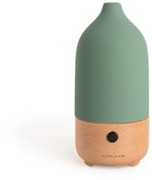 CREATE/Aroma Ceramic/Difusor de Aromas y Mini humidificador con luz Verde Sage/Depósito 100 ml, para estancias hasta 20-35 m², 7 Colores de Luces LED, función aromaterapia, 5W