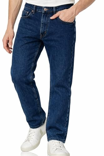 Mens Straight Leg Denim Jeans, Comfortable Hard Wearing Jean, Stylish & Classic Plain Fashion Trousers for Men Regular Fit Cotton Denim Pants