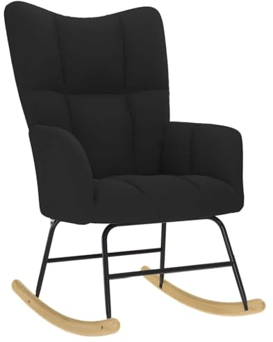 vidaXL Chaise à Bascule Noir Tissu, Chaise, Chaise de Relaxation, Fauteuil Relax, Chaise de Salon, Bascule, Chaise en Tissu, Chaise à Bascule en Tissu
