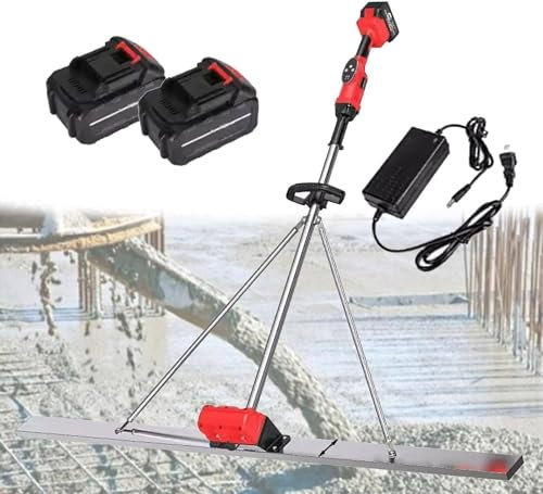 RèGle Nivellement Ciment Chape éLectrique Kit vibratoire pour Chape à béton 150 cm/180 cm, Outil de Finition pour Chape à béton 6 000 TR/Min, 2 Batteries 25 000 mAh, kit de Lames de