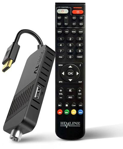 Hd-line Décodeur numérique Terrestre DVB-T2 2024, Full HD 1080P décodeur, télécommande Bluetooth, cachée derrière la télévision, affichage numérique, H265 HEVC Main 10 Bit, télécommande 2in1 HDMI/AV