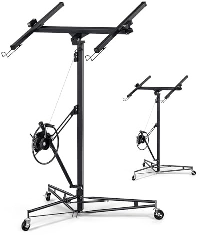 Drywall Lift 16 Ft,Drywall Rolling Lifter Panel,150LBS Heavy Duty Sheetrock Hoist Panel Hoist Jack With 360° Adjustable Telescopic Arm & 3 Lockable Wheels (16ft)