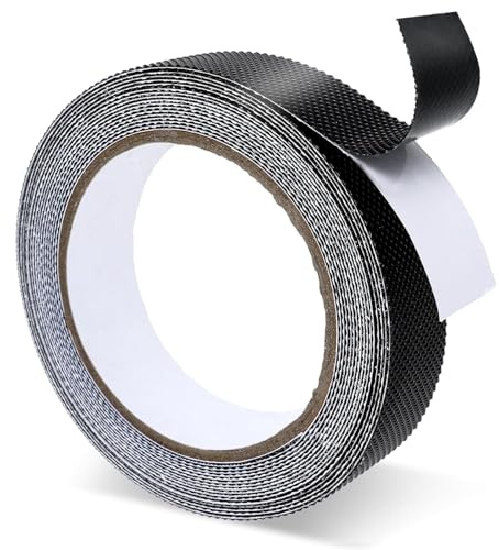 1 Roll Grip Tape - Rubber Anti-Slip Tape - Strong Adhesive - Waterproof Heat-Resistant for Tools Handles DIY Projects Stairs - Checkered Surface - 2.5cm x 5m (Black)