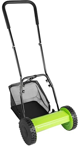 Push Reel Lawn Mower 11 Inch, 5 Blades Manual Push Mower, 0.47-1.77 in Adjustable Cutting Height, Lawn Sweeper Pull Behind,Walk-Behind Lawn Mowers for Green Lawns, Driveways, Courtyards