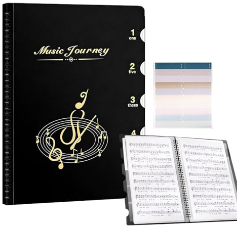 Musikmapp, A4-pärm för musikpartier, körplånbok - perfekt för presentationer kontor skola band kör, resor, mötesrum föreställningar