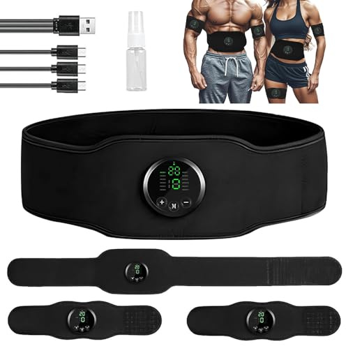 BIZOI Next Gen Ultra Muscle Fitness AB Belt, Adjustable Toning Belt, Rechargeable Muscle Stimulator With 12 Modes & 19 Intensity Levels, Abdominal Toning Belt Workout Fitness Device for Abs,Arm,Legs