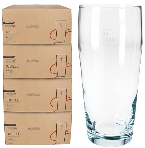 MamboCat 48er Set Willibecher 0,4 L geeicht I Biergläser aus klarem Glas mit Eichstrich I Trinkgläser für Bier, Wasser, Cocktails & Softgetränke ideal für Gastro, Bars & Restaurants
