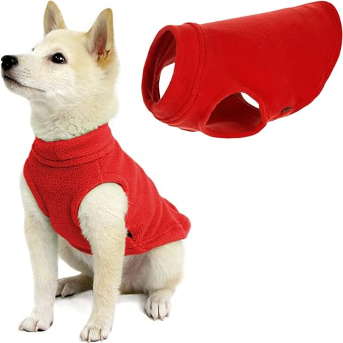Gooby Stretch Fleece Pull Over Cold Weather Dog Vest, X-Small, Red
