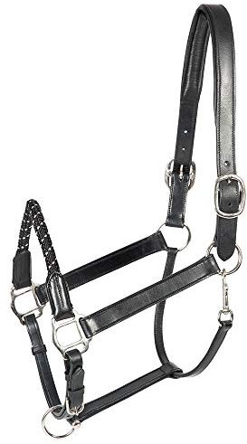 PFIFF 102425 Platin, Lederhalfter 'Venzelo', schwarz-silberfarben Cob