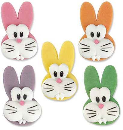 Günthart 80 Stück Hasenköpfe aus Marzipan und Zucker bunt gemischt in den Farben grün, gelb, orange, pink und lila