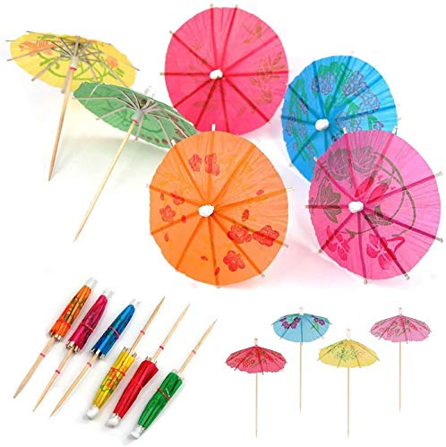 25PCS Cocktail Umbrellas for Drinks - Colourful Paper Drinks Umbrellas