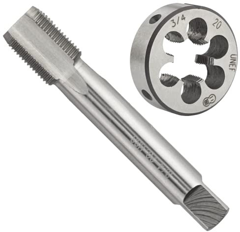 Aceteel 3/4-Zoll-20 UNEF HSS Gewindebohrer und Schneideisen-Set, 3/4 x 20 UNEF Maschinengewindebohrer und Rundgewindebohrer Rechtshänder