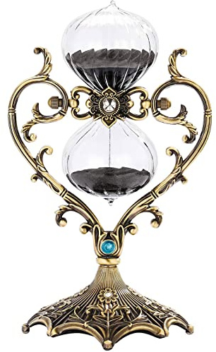 360 Rotatif Sablier en Bronze Vintage，Decoratif Horloge de Sable,Sablier en métal Minuterie 30 60 Minutes,incassables Minuterie de sablier Meubles Cadeau Décorations