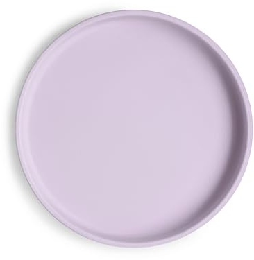 Mushie Classic Silicone Non-Slip Suction Plate for Babies & Toddlers | Food Grade Silicone | Dishwasher & Microwave Safe (Soft Lilac)