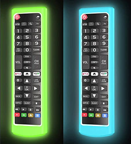 WUZUN Juego de 2 Fundas Protectoras de Silicona para LG AKB75095307 AKB75095308 AKB74915305 Control Remoto, Anti-perdida para Mando a Distancia LG Smart TV (Resplandor Azul + Resplandor Verde)