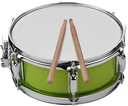 Btuty 12 Inch Snare Drum Head with Drumsticks Shoulder Strap Drum Key | for Student Band (Green) Solid Poplar Snare Drumdrum Shell, Easy to Carry