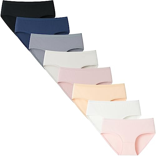 Charmi Culotte Coton Slip sous-vêtement Uni Fille Lot de 8 Adolescente Style Classique 13-14 Ans (Taille du Fabricant L)
