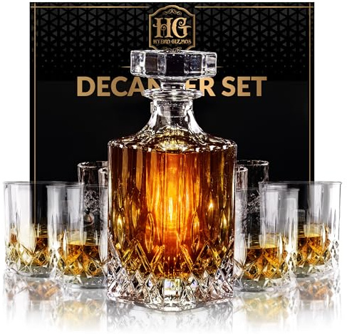 Hydro Gizmos Luxury Gift For Men – Whiskey Decanter Set For Beloved Husband Or Dad Birthday Gift – 4 Whiskey Glasses And Decanter Set Is a Great Gift Idea for Whisky, Bourbon, or Scotch lovers