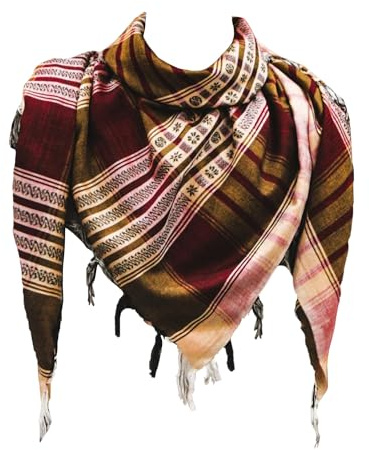 SHOPUKASA Sh-006 Écharpe, Marron/Olive, Taille Unique Mixte