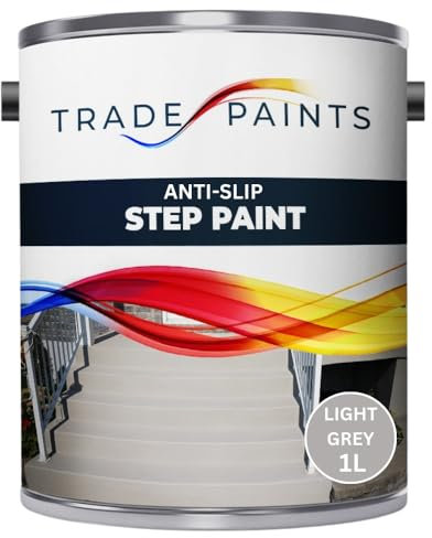 Anti-Slip Doorstep & Floor Paint - Suitable For Brick, Concrete, Masonry, Wood, Metal Surfaces - Step & Floors (Light Grey, 1 Litre)