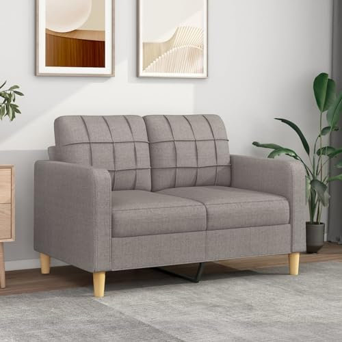 CIADAZ 2-sitsig soffa i taupégrått tyg, 120 cm, vardagsrumssoffor, relaxsoffa, vardagsrumsdekoration, möbler och vardagsrum