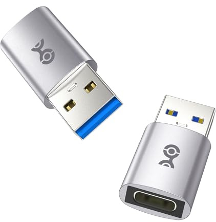 Cable Matters 2-Pack 10Gbps USB to USB C Adapter for Fast Charging & High-Speed Data Transfer, Reversible USBC Port, USBA Male to USBC Female Adapter for iPhone 17/16, iPad Pro, Galaxy S23