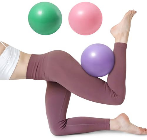 Cokaca 3 Stück Pilates Ball, 22-25cm Gymnastikball Klein mit Einem Blasrohr Geliefert, Yogaball ist Weich und rutschfest, Gymnastik Ball Eignet Sich für Zuhause, Büro, Yoga, Fitness und Reisen