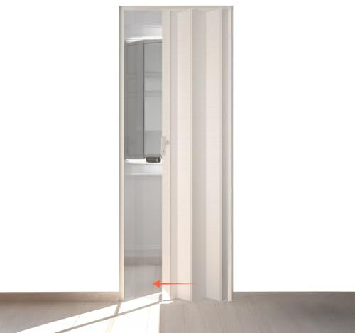 AVILA Porta a Soffietto Bianco Venato 85x215 cm con Inserti in PS – Chiusura a Chiave, in PVC Resistente per Interni – Design Elegante e Salvaspazio